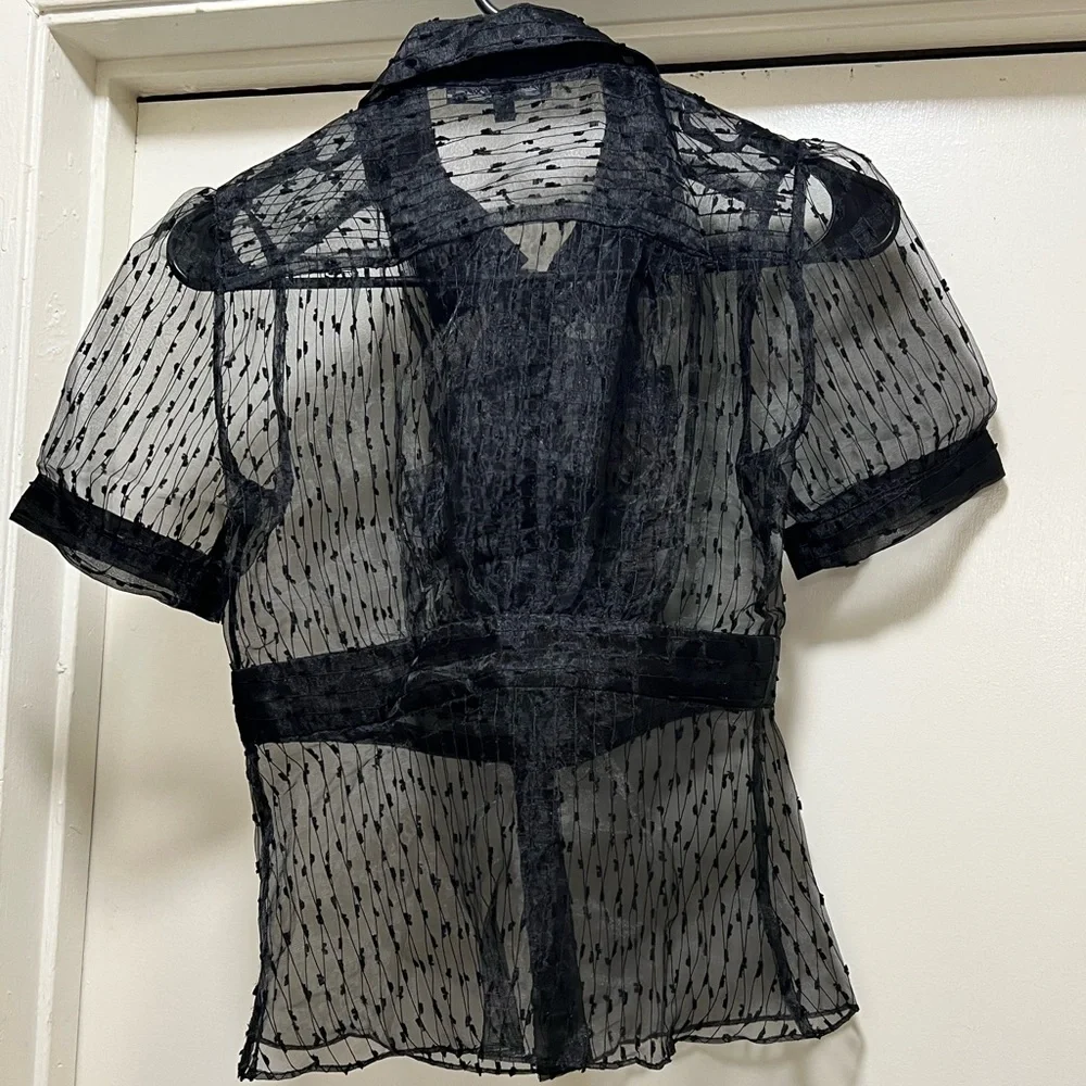 🚫SOLD🚫 Vintage Betsey Johnson New York Sheer Button Up Collared - Picture 3 of 4